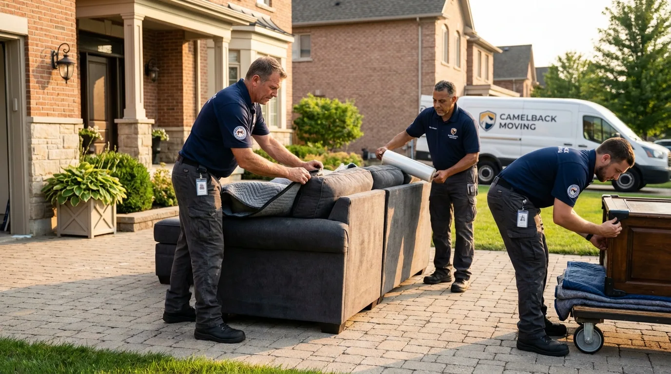 Large estate moving crew wrapping furniture in Evans, GA