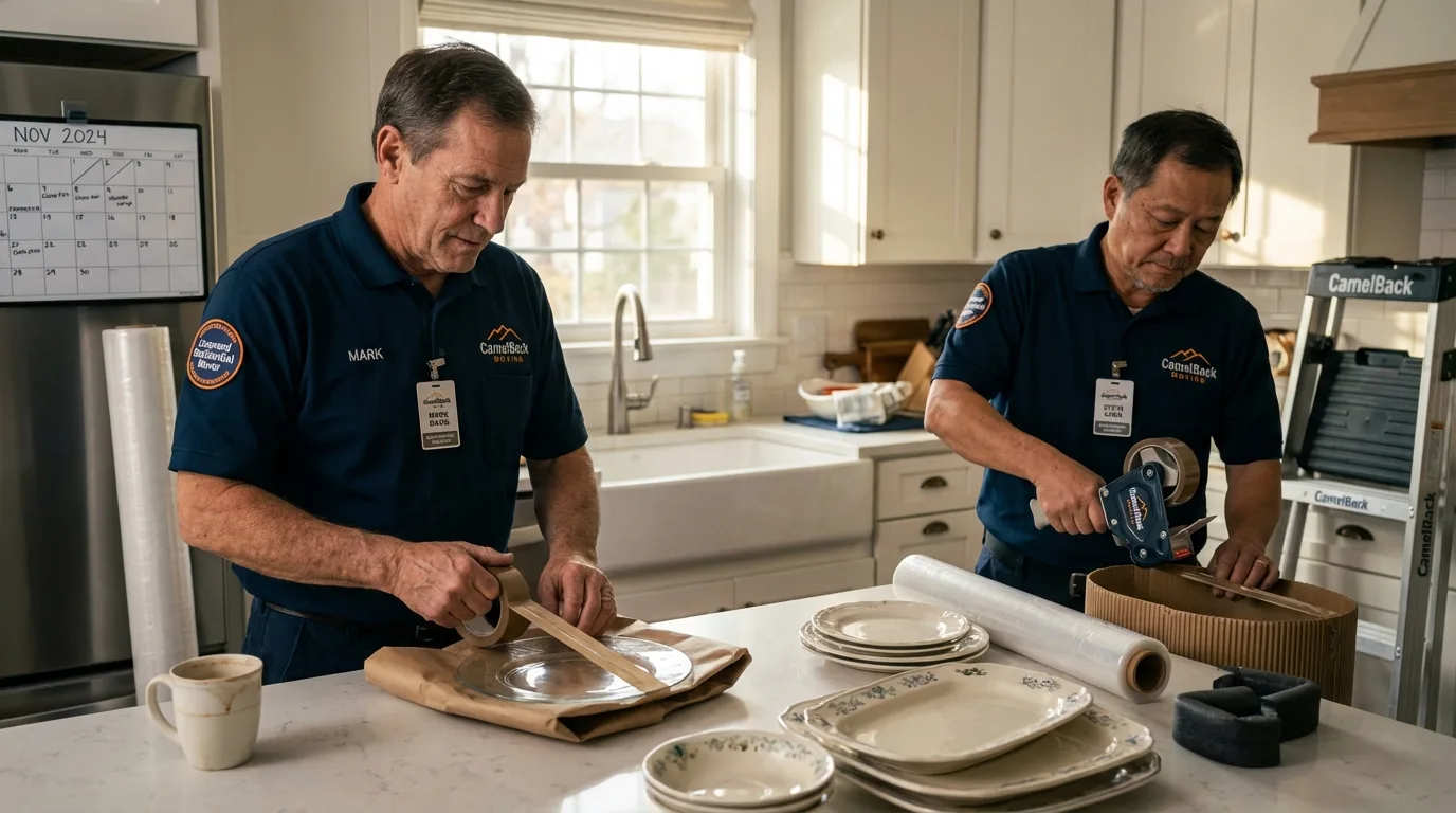 Professional crew packing kitchen dishware in Evans, GA
